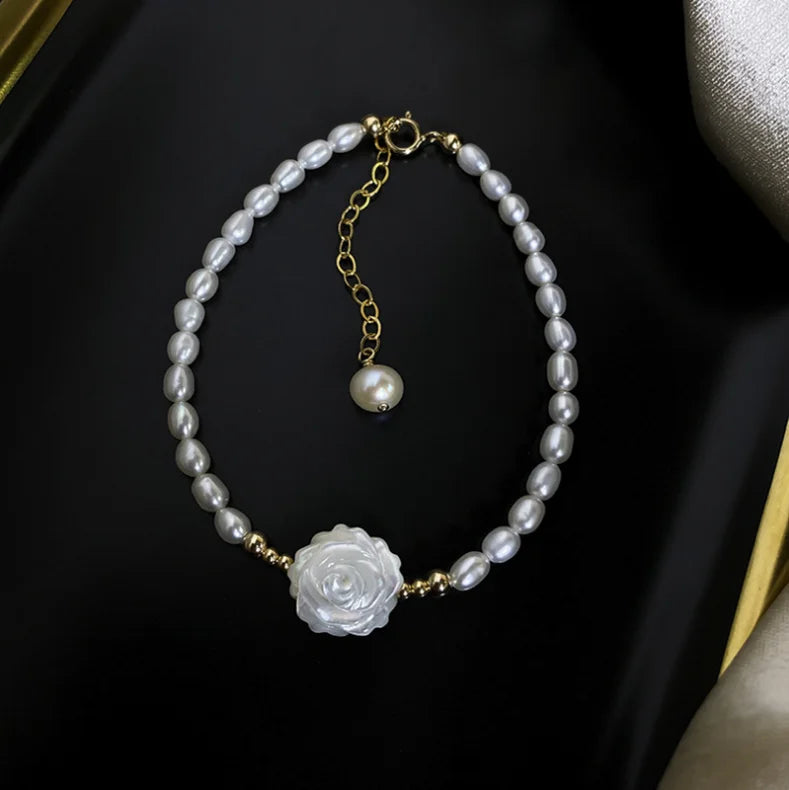 Natural Oval Pearl Opal Small Flower Bracelets For Women