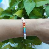 Rainbow Opal Bead Pearl Bracelet Extension, Round Balls Synthetic Opal Bracelet