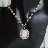 Natural Freshwater Pearl Oval Cross Necklace for Gift