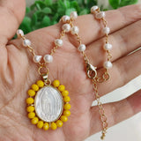 Natural Freshwater Pearl Oval Cross Necklace for Gift