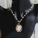 Natural Freshwater Pearl Oval Cross Necklace for Gift