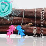 8.5*13mm Boy and Girls Opal 925 Silver Synthetic Opal Necklace