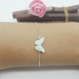 Purple OP38 Synthetic Opal Butterfly Bracelet with 925 Silver O Chain