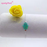 Green Opal Hamsa Bracelet 925 Silver Chain Fatima Hand Bracelet