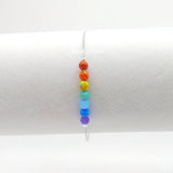 Rainbow Opal Bead Bracelet 925 Silver 7 Round Balls Synthetic Opal Bracelets