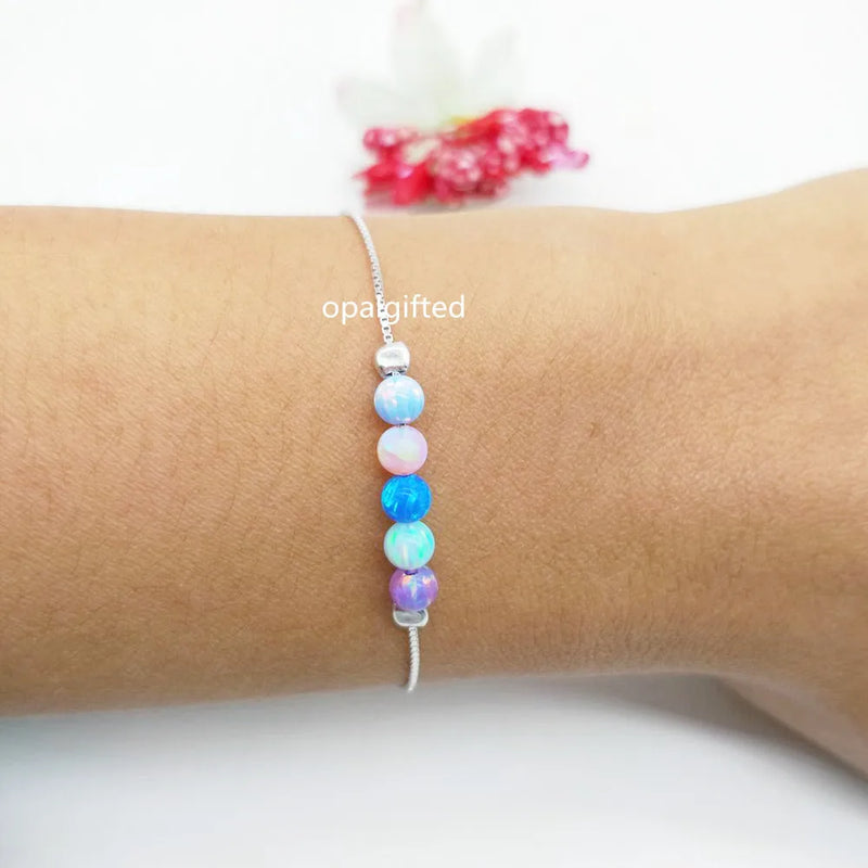 Opal Bead Bracelet 4mm with 925 Silver