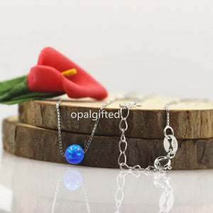 (1pc/lot)OP05 dark 5mm Round Ball Opal Necklace 925 Sterling Silver