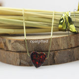 OP71 Heart Synthetic Opal Necklace 10mm with S925 Silver Chain