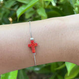 S925 Sterling Silver 9*12mm Black/Pink/Red Opal Bracelet