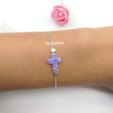 S925 Sterling Silver 9*12mm Black/Pink/Red Opal Bracelet