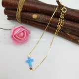 S925 Silver 9*12mm Light Synthetic Cross Opal Bracelet