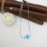 S925 Silver 9*12mm Light Synthetic Cross Opal Bracelet
