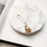 925 Sterling Silver Toy Bear Earrings Brooch for Women
