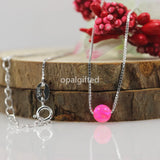 Synthetic Opal Beads Pendant Necklace S925 Silver Gift