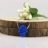 Dark Opal Hamsa Pendant Necklace with 925 Sterling Silver/Gold Chain