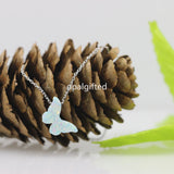 Synthetic Opal Butterfly Pendant Necklace for Women Choker Necklace