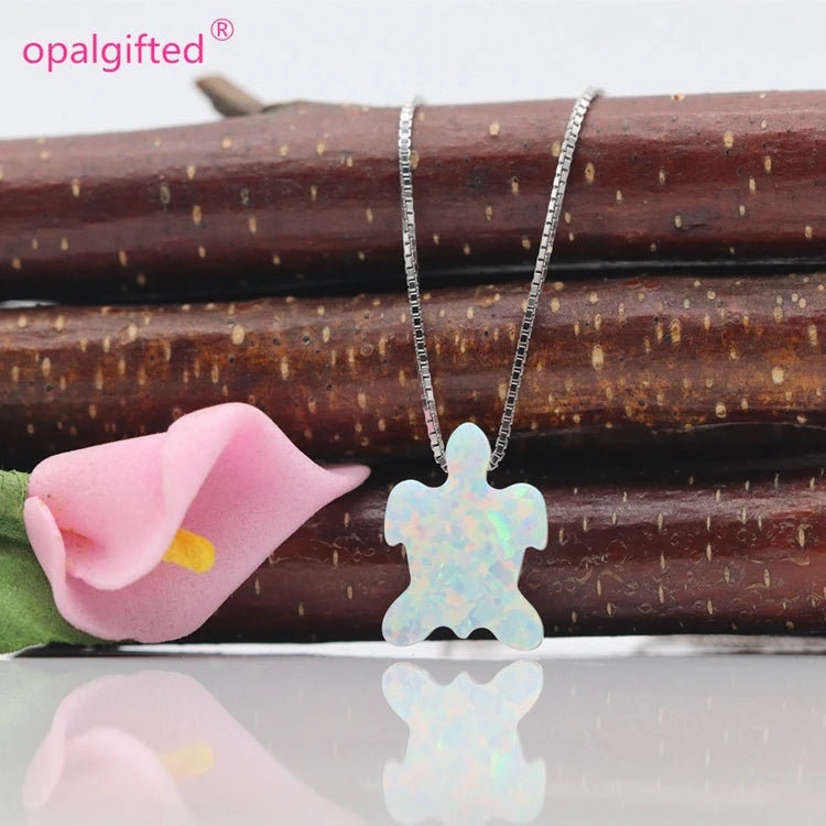 Opal Turtles Necklace Wedding Jewelry 925 Sterling Silver Pendant