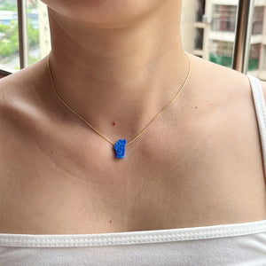 Synthetic Opal US Tahoe Lake Map Necklace with Dark Chain