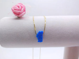 Synthetic Opal US Tahoe Lake Map Necklace with Dark Chain