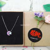 925 Sterling Silver Moon Star Opal Necklace OP17 Love Opal Necklace