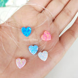 10mm Heart Opal Pendant Necklace Synthetic Opal Heart Necklace Nylon Choker