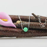 Green Opal Necklace 925 Sterling Silver Round Opal Beads Pendant