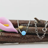Green Opal Necklace 925 Sterling Silver Round Opal Beads Pendant