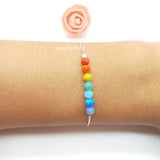 Synthetic Opal 4mm Round Beads Bracelet 925 Silver Women Hand Chain Jewelry