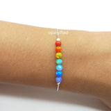 Synthetic Opal 4mm Round Beads Bracelet 925 Silver Women Hand Chain Jewelry