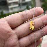 Giraffe Opal Necklace 925 Silver Pink/Yellow 9.98*12.2mm