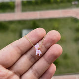 Giraffe Opal Necklace 925 Silver Pink/Yellow 9.98*12.2mm