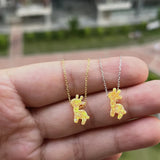 Giraffe Opal Necklace 925 Silver Pink/Yellow 9.98*12.2mm