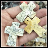 1pc Nature Gem Stone Cross Shape Charms Pendants Semi Precious Stone