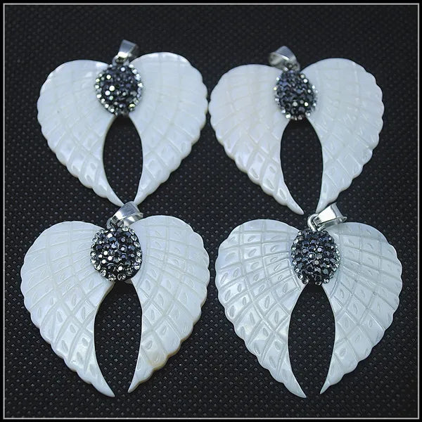 Nature Shell Pendants Mother of Pearl Angel Wings for Earring Making