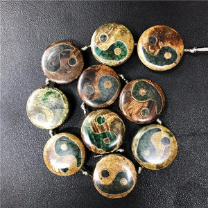 30mm Tibetan Dzi Agates Beads Buddha Jewelry Healing Grey Green Agat Stone