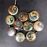 30mm Tibetan Dzi Agates Beads Buddha Jewelry Healing Grey Green Agat Stone
