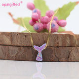 Free Fire Purple Opal Mermaid Tail Necklace 925 Sterling Silver Jewelry