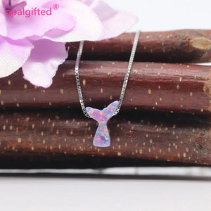 Free Fire Purple Opal Mermaid Tail Necklace 925 Sterling Silver Jewelry