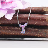 Free Fire Purple Opal Mermaid Tail Necklace 925 Sterling Silver Jewelry