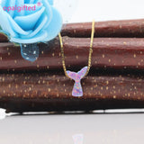 Free Fire Purple Opal Mermaid Tail Necklace 925 Sterling Silver Jewelry