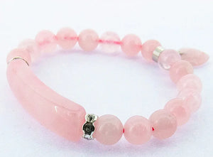 Rose Quartz Bracelet 8mm Round Bead Pink Gemstone Jewelry Bangle