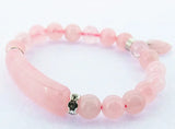 Rose Quartz Bracelet 8mm Round Bead Pink Gemstone Jewelry Bangle
