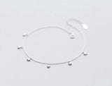 925 Sterling Silver 4mm Small six-Stars Anklet Bracelet