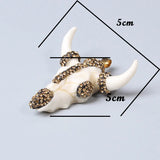 Bone CZ Quartz Bull Skull Pendant for Necklace Jewelry Making