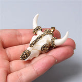 Bone CZ Quartz Bull Skull Pendant for Necklace Jewelry Making