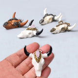 Bone CZ Quartz Bull Skull Pendant for Necklace Jewelry Making