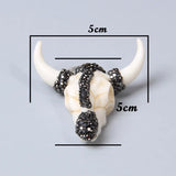 Bone CZ Quartz Bull Skull Pendant for Necklace Jewelry Making