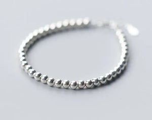 925 Sterling Silver Lucky Round Beads Bracelet
