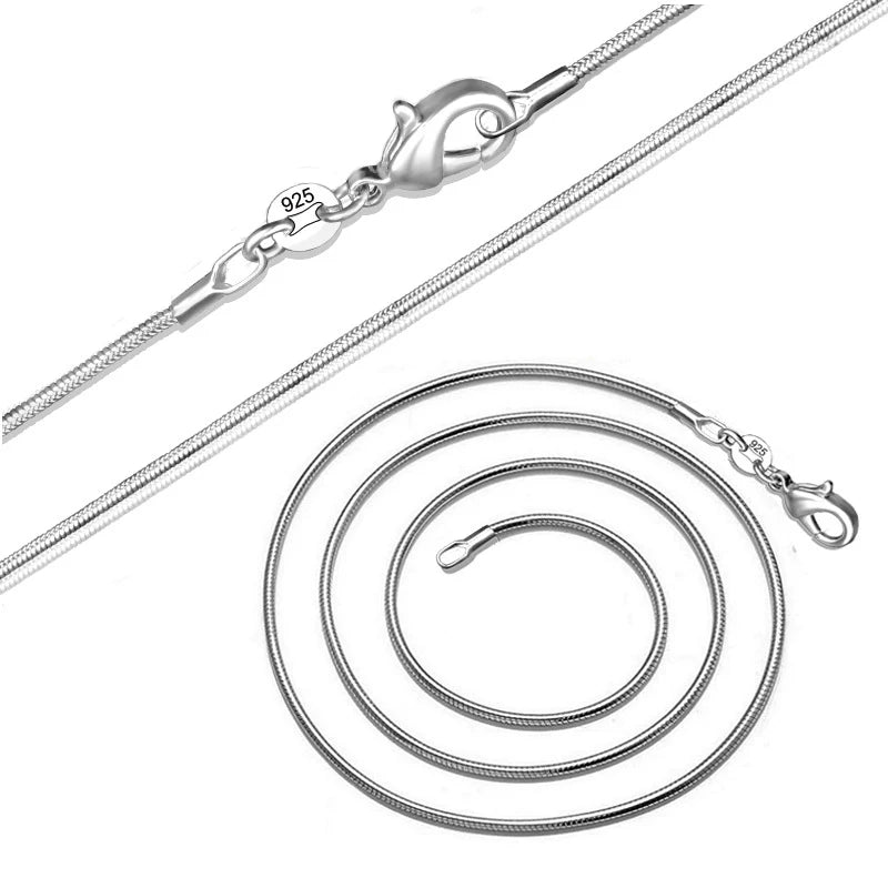 1pc 16-32" Jewelry Tibetan Silver Chain Lobster Clasp 1mm Snake Chain Necklace