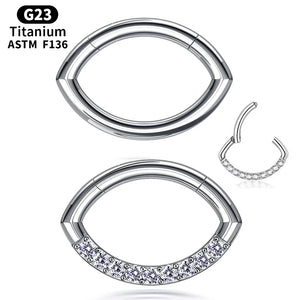 16g Oval Septum Rings G23 Titanium CZ Nose Ring Hoop